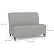 Lesro Ravenna Reception Armless Loveseat in Brown