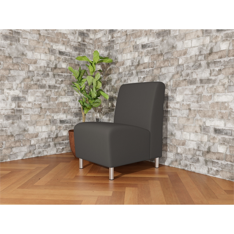 Lesro Ravenna Lounge Reception Armless Guest Chair in Gray