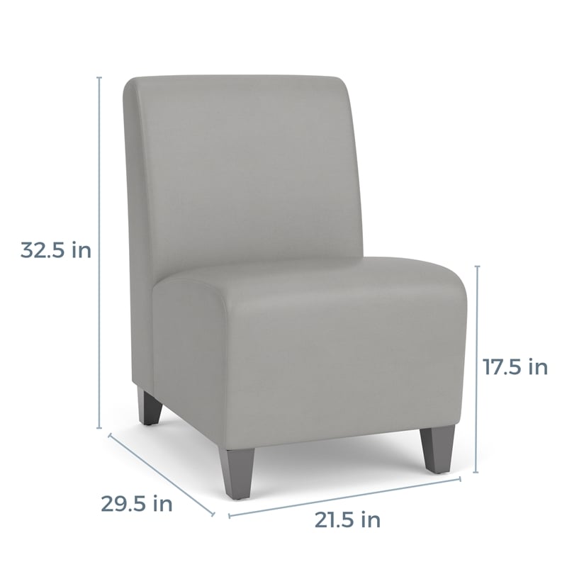 Lesro Ravenna Lounge Reception Armless Guest Chair in Gray