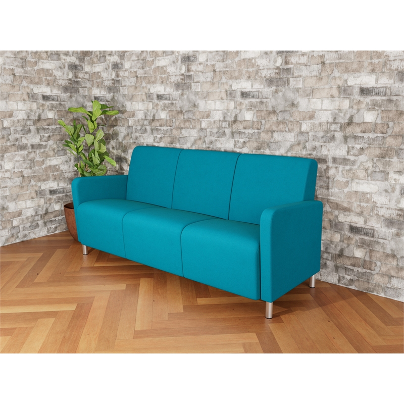 Lesro Ravenna Lounge Reception 3 Seat Tandem Seating No Center Arms in Teal