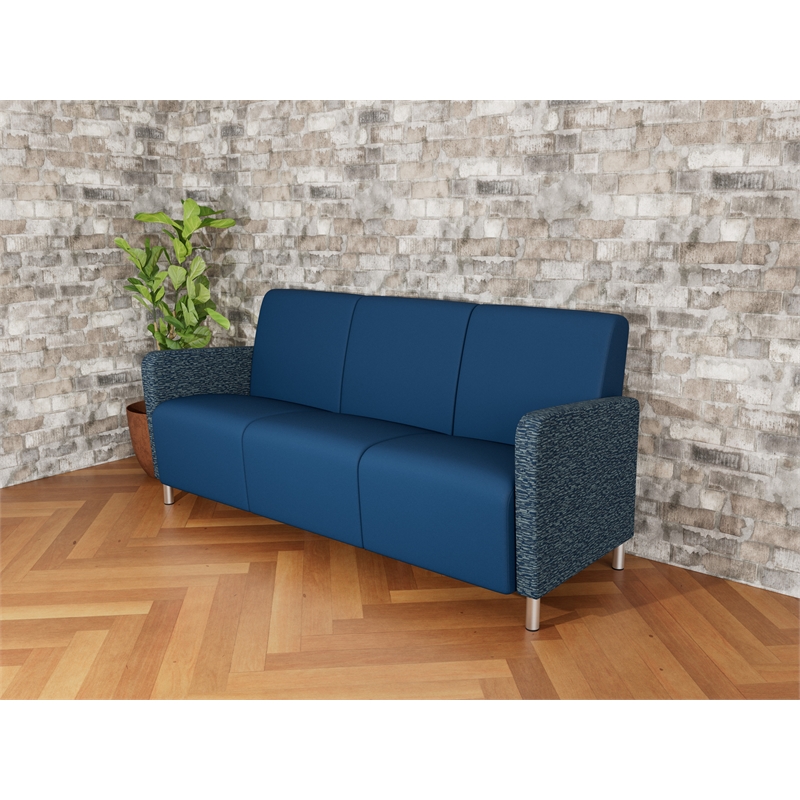 Lesro Ravenna Lounge Reception 3 Seat Tandem Seating No Center Arms in Blue