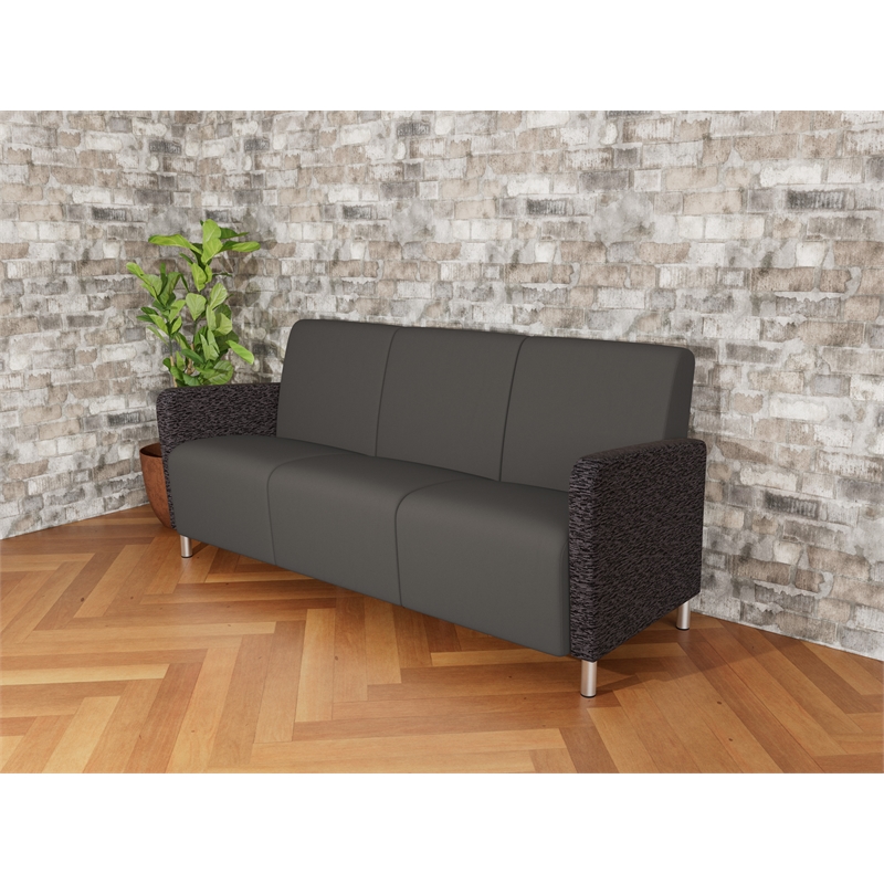 Lesro Ravenna Lounge Reception 3 Seat Tandem Seating No Center Arms in Gray