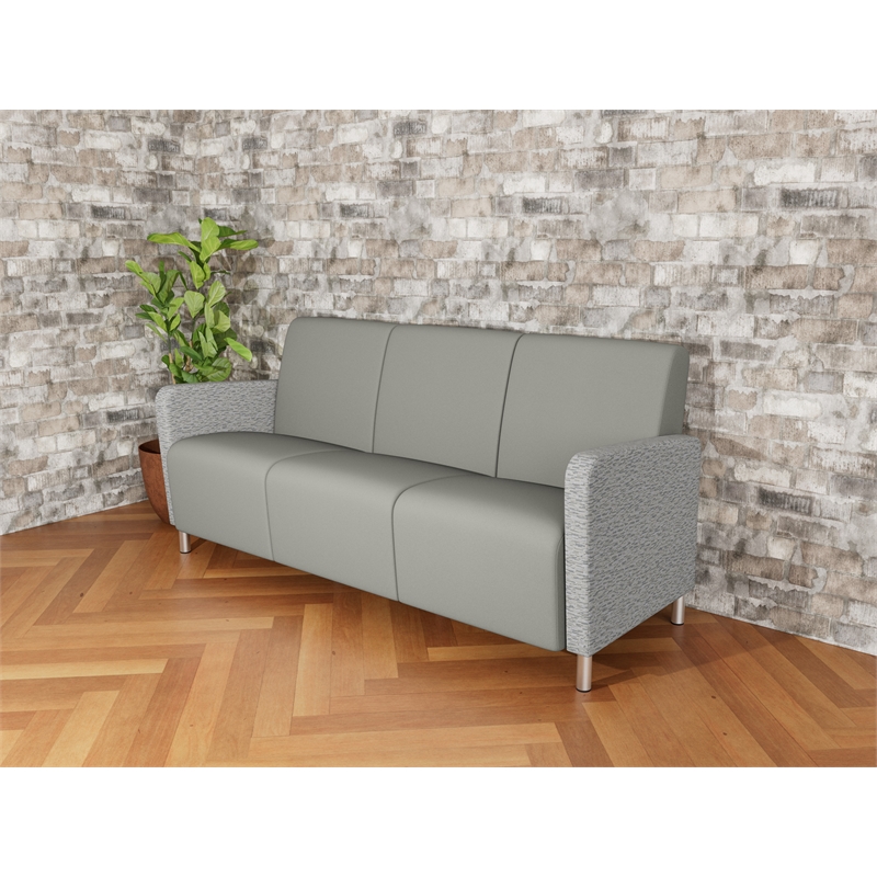 Lesro Ravenna Lounge Reception 3 Seat Tandem Seating No Center Arms in Gray