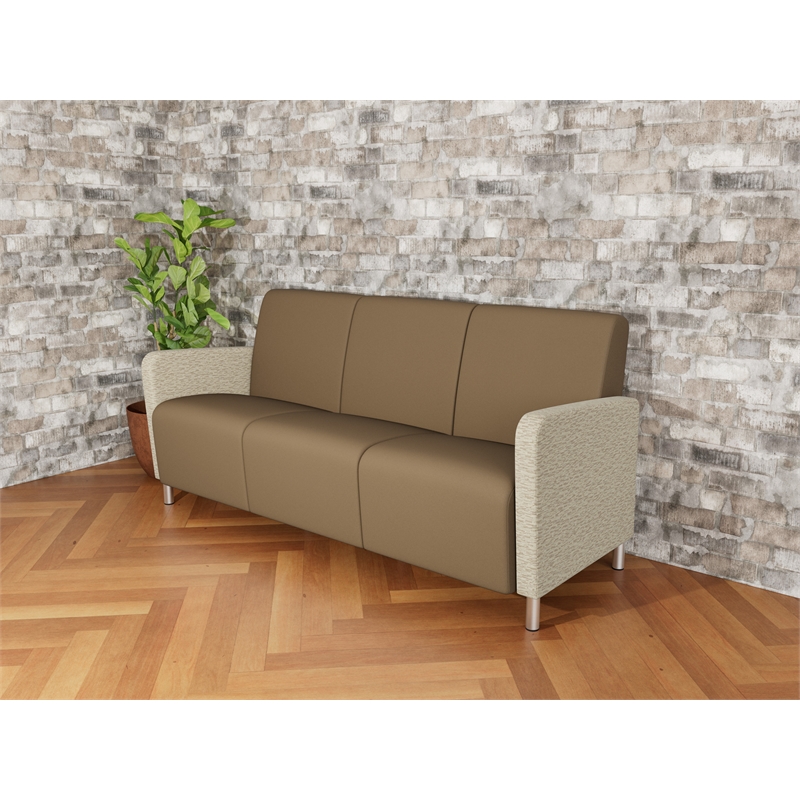 Lesro Ravenna Lounge Reception 3 Seat Tandem Seating No Center Arms in Brown
