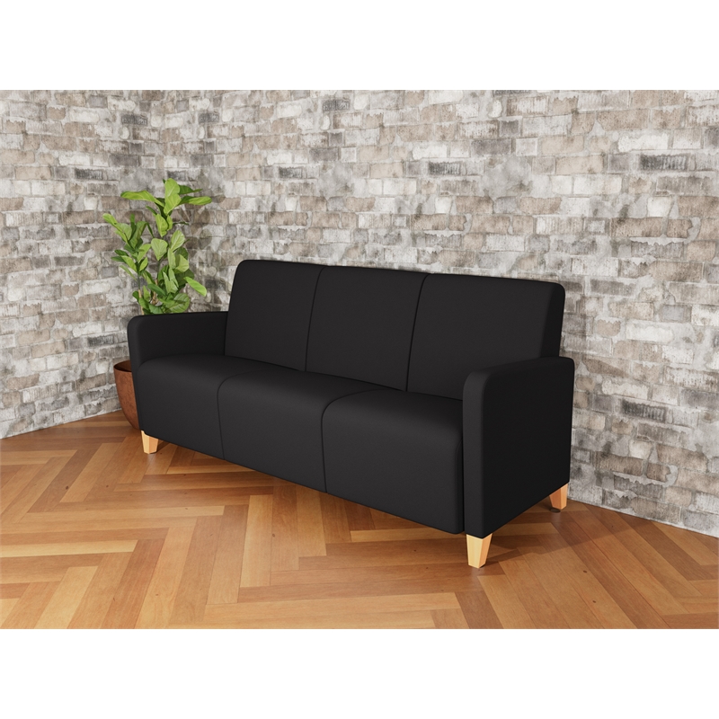 Lesro Ravenna Lounge Reception 3 Seat Tandem Seating No Center Arms in Black