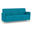Lesro Ravenna Lounge Reception 3 Seat Tandem Seating No Center Arms in Teal