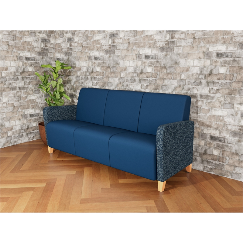 Lesro Ravenna Lounge Reception 3 Seat Tandem Seating No Center Arms in Blue