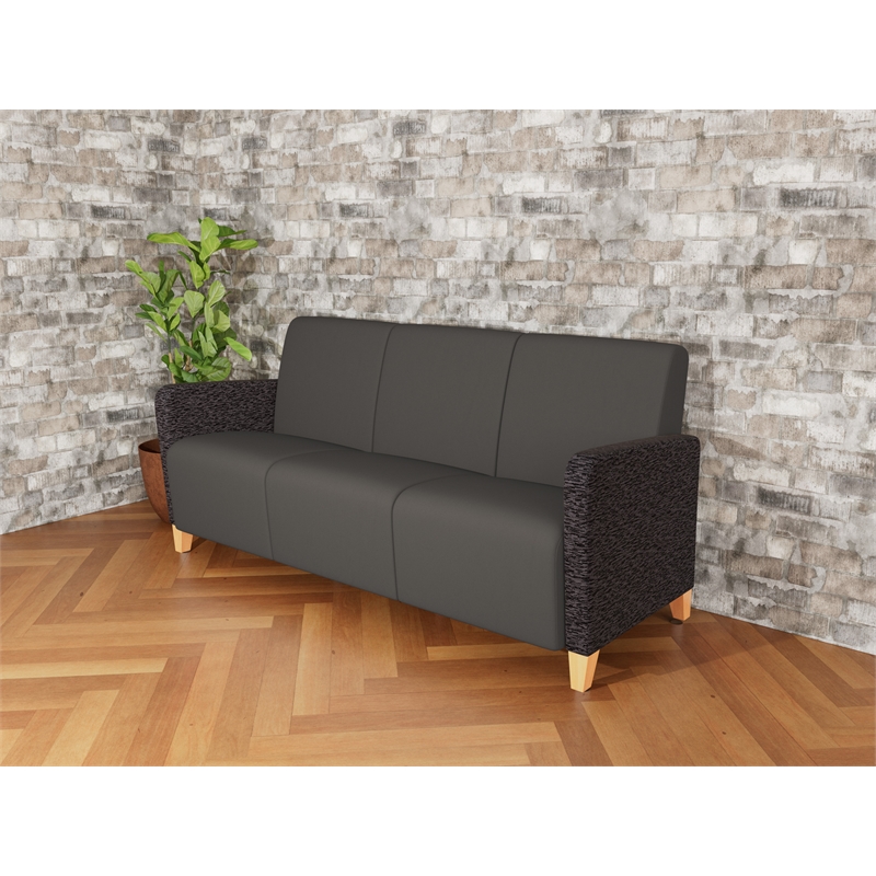 Lesro Ravenna Lounge Reception 3 Seat Tandem Seating No Center Arms in Gray