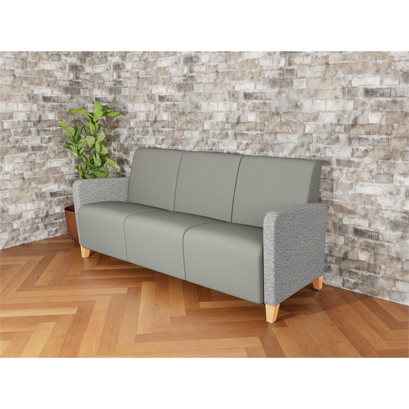 Lesro Ravenna Lounge Reception 3 Seat Tandem Seating No Center Arms in Gray
