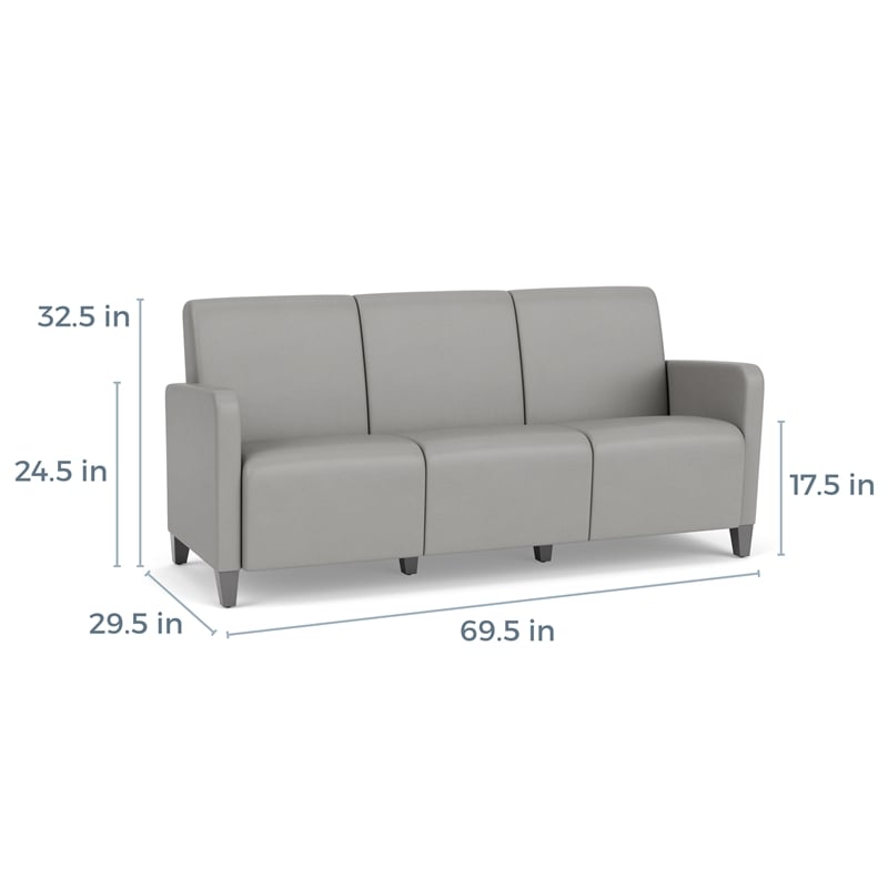 Lesro Ravenna Lounge Reception 3 Seat Tandem Seating No Center Arms in Black