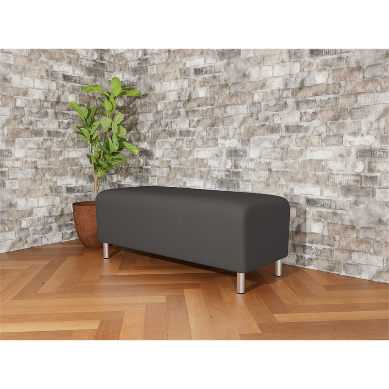 Lesro Ravenna Lounge Reception Loveseat Bench in Gray