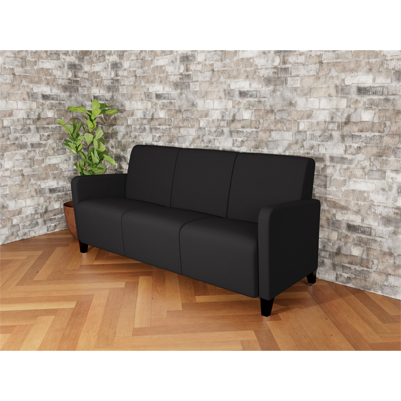 Lesro Ravenna Lounge Reception 3 Seat Tandem Seating No Center Arms in Black
