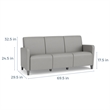 Lesro Ravenna Lounge Reception 3 Seat Tandem Seating No Center Arms in Teal