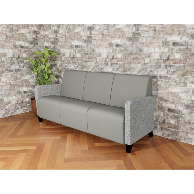 Lesro Ravenna Lounge Reception 3 Seat Tandem Seating No Center Arms in Gray