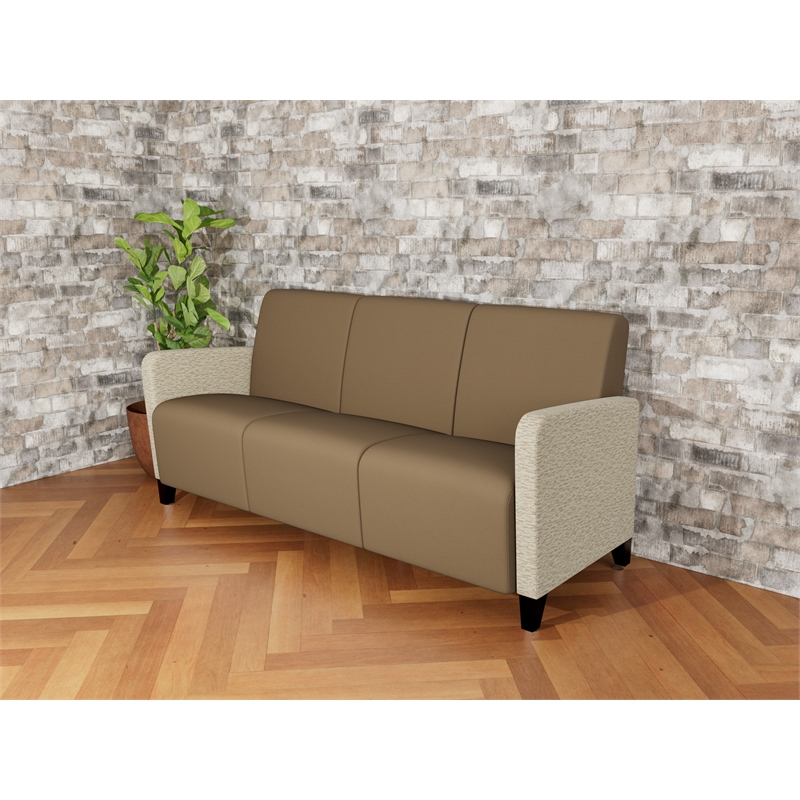 Lesro Ravenna Lounge Reception 3 Seat Tandem Seating No Center Arms in Brown