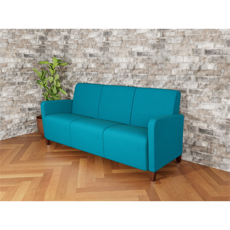Lesro Ravenna Lounge Reception 3 Seat Tandem Seating No Center Arms in Teal