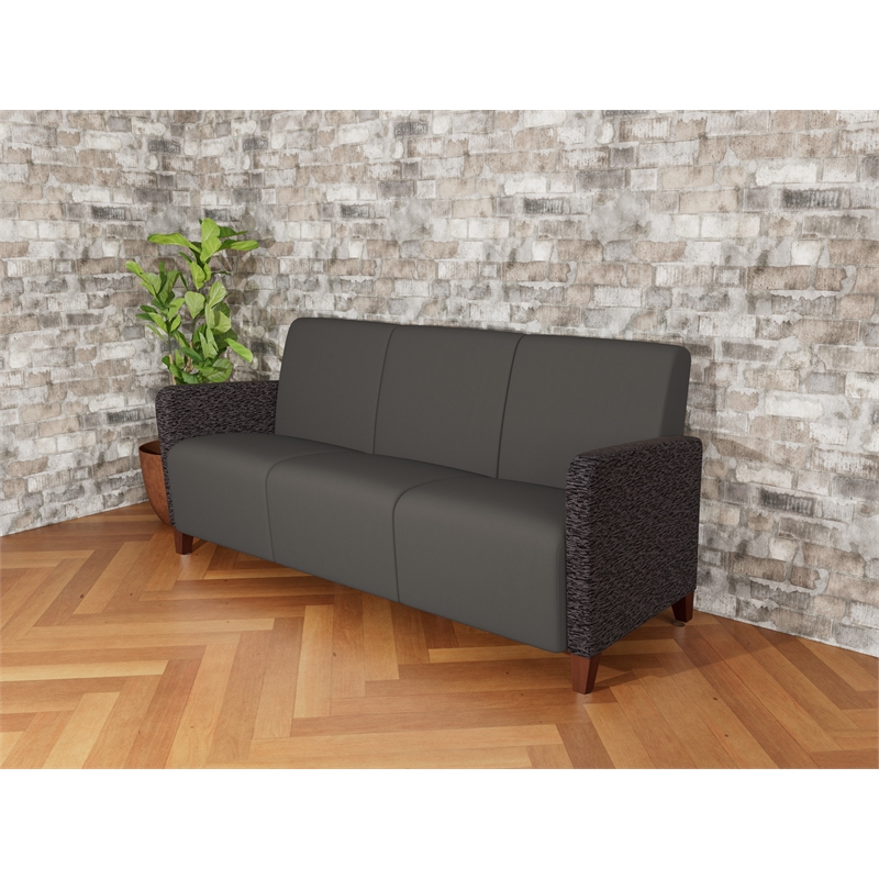 Lesro Ravenna Lounge Reception 3 Seat Tandem Seating No Center Arms in Gray