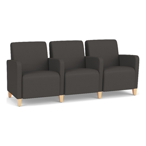 Lesro Ravenna Lounge Reception 3 Seat Tandem Seating in Gray
