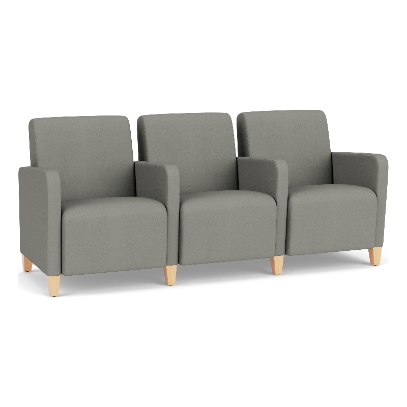 Lesro Ravenna Lounge Reception 3 Seat Tandem Seating in Gray