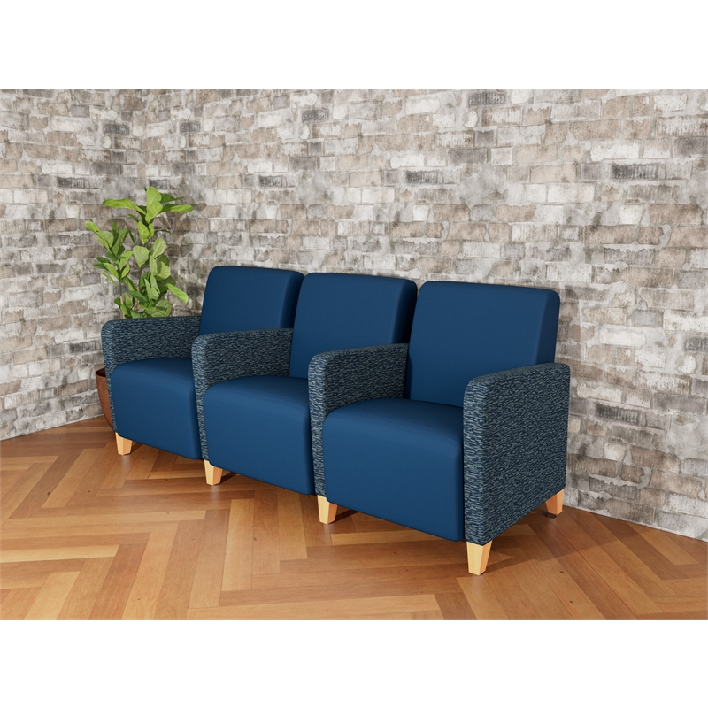 Lesro Ravenna Lounge Reception 3 Seat Tandem Seating in Blue