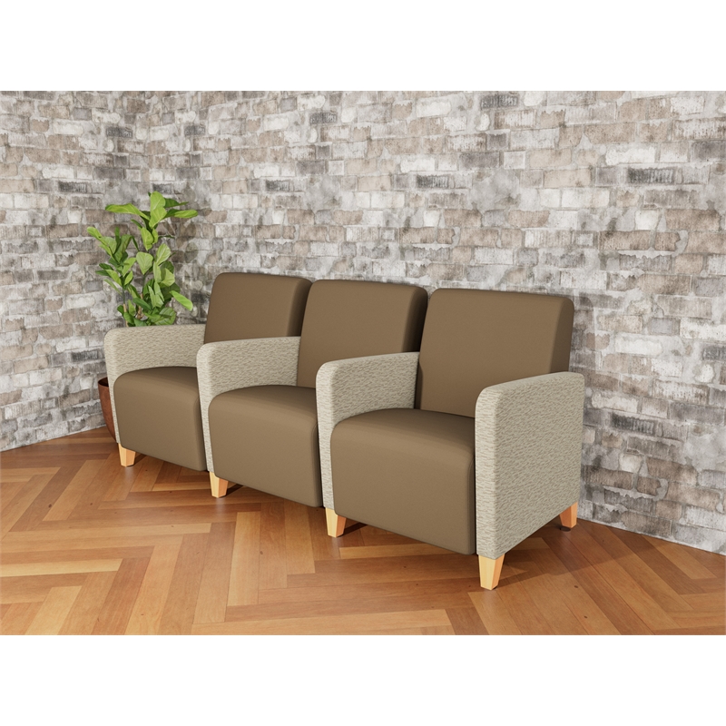 Lesro Ravenna Lounge Reception 3 Seat Tandem Seating in Brown