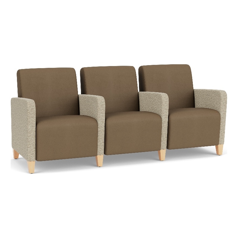 Lesro Ravenna Lounge Reception 3 Seat Tandem Seating in Brown