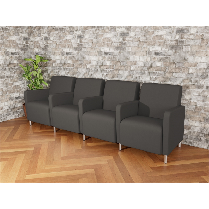 Lesro Ravenna Lounge Reception 4 Seat Tandem Seating in Gray