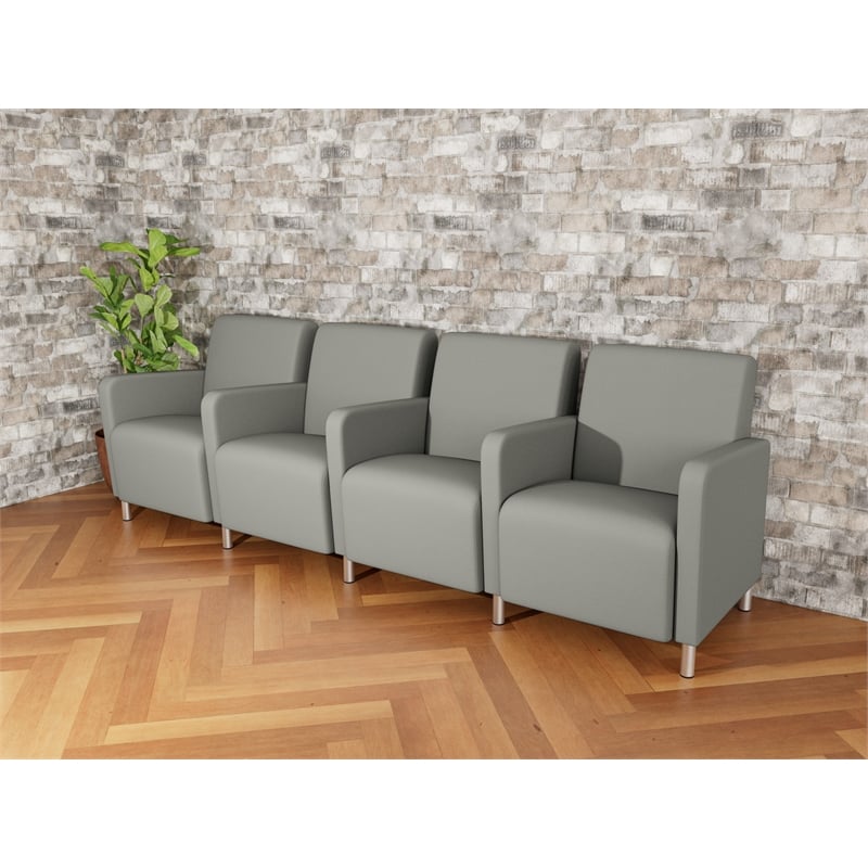 Lesro Ravenna Lounge Reception 4 Seat Tandem Seating in Gray