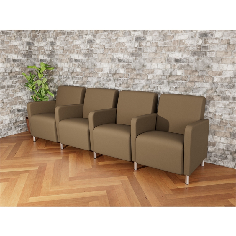 Lesro Ravenna Lounge Reception 4 Seat Tandem Seating in Brown