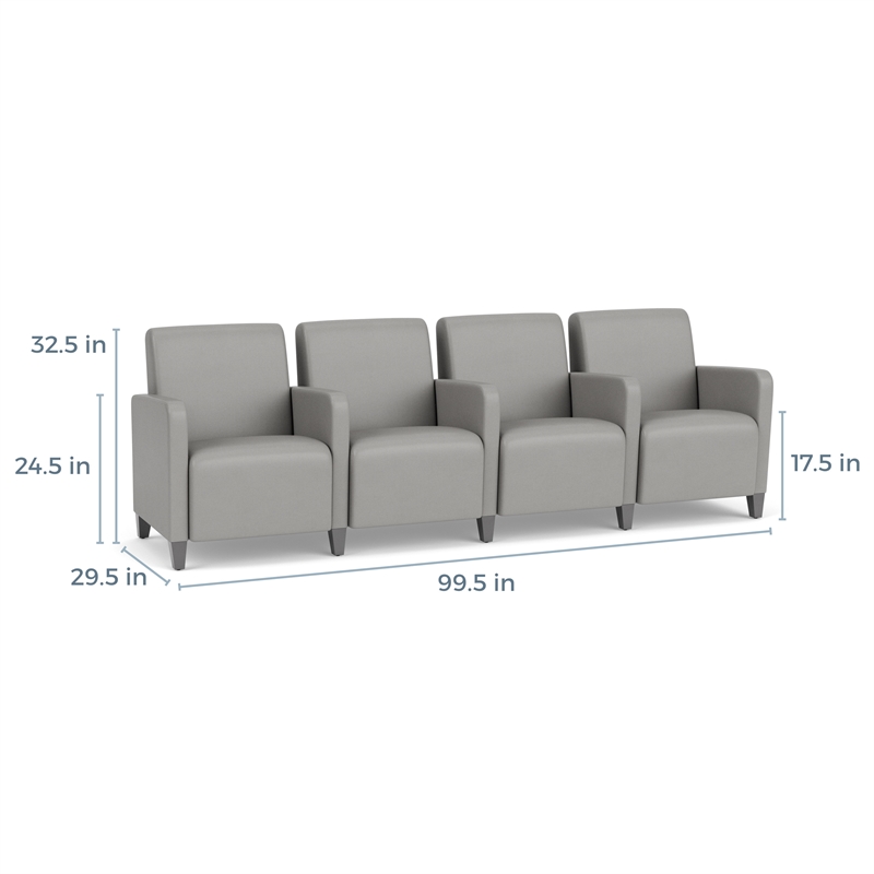 Lesro Ravenna Lounge Reception 4 Seat Tandem Seating in Brown