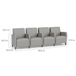Lesro Ravenna Lounge Reception 4 Seat Tandem Seating in Brown