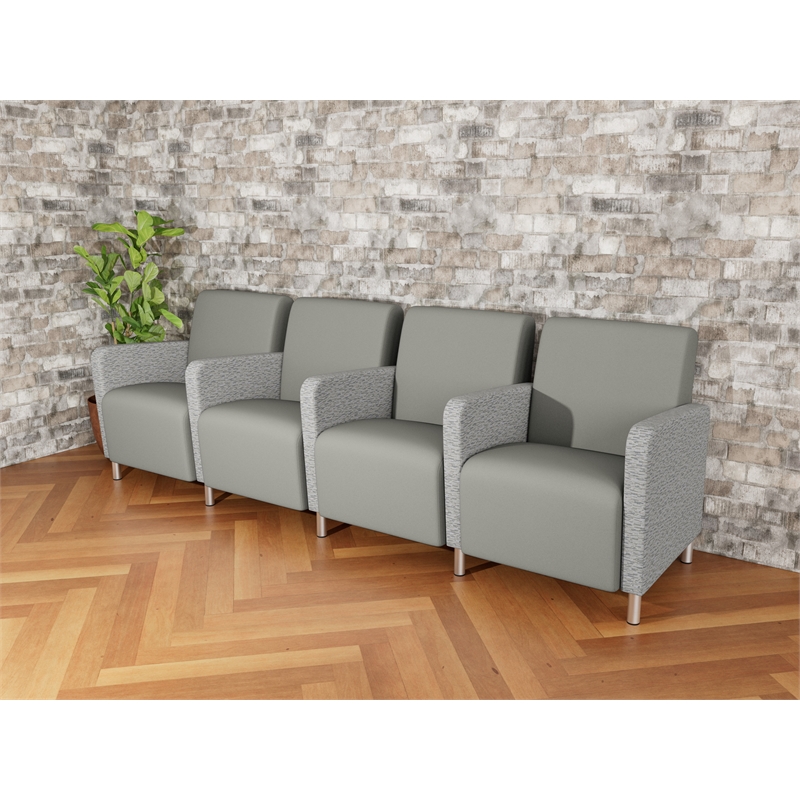Lesro Ravenna Lounge Reception 4 Seat Tandem Seating in Gray