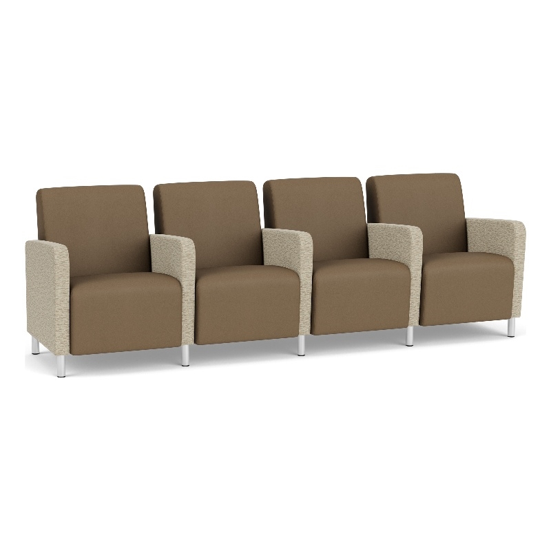 Lesro Ravenna Lounge Reception 4 Seat Tandem Seating in Brown