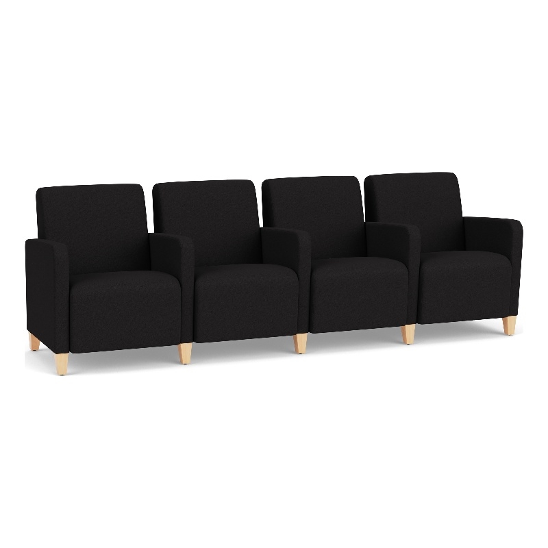 Lesro Ravenna Lounge Reception 4 Seat Tandem Seating in Black