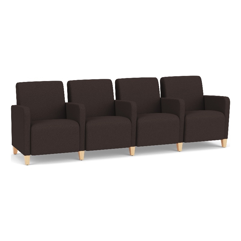 Lesro Ravenna Lounge Reception 4 Seat Tandem Seating in Brown