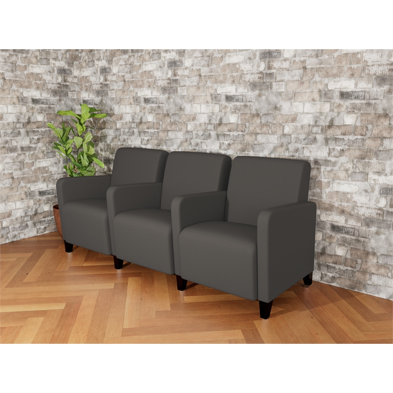 Lesro Ravenna Lounge Reception 3 Seat Tandem Seating in Gray
