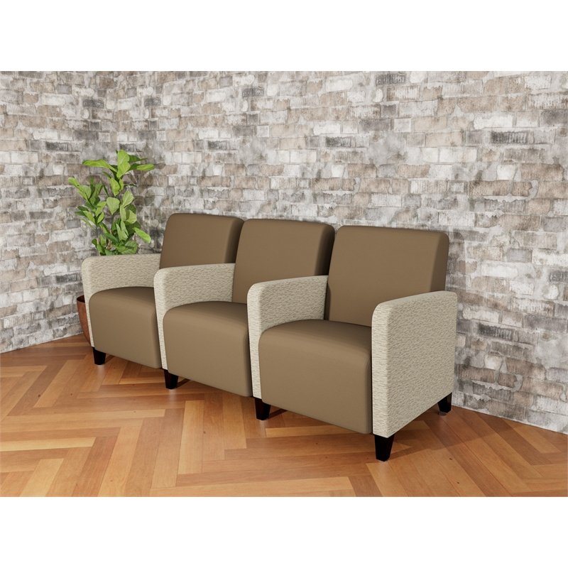 Lesro Ravenna Lounge Reception 3 Seat Tandem Seating in Brown