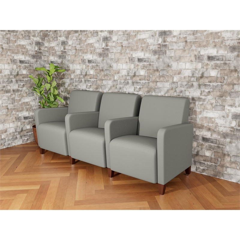 Lesro Ravenna Lounge Reception 3 Seat Tandem Seating in Gray