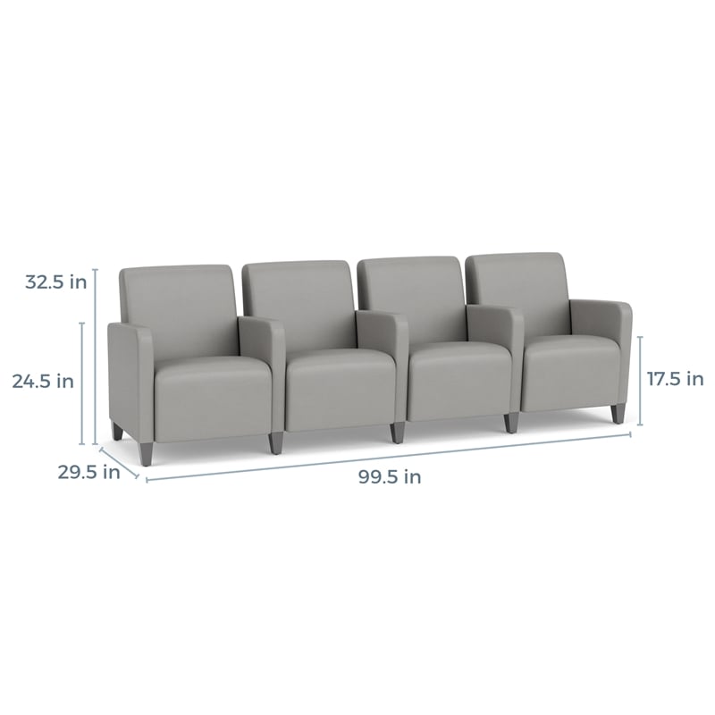 Lesro Ravenna Lounge Reception 4 Seat Tandem Seating in Gray