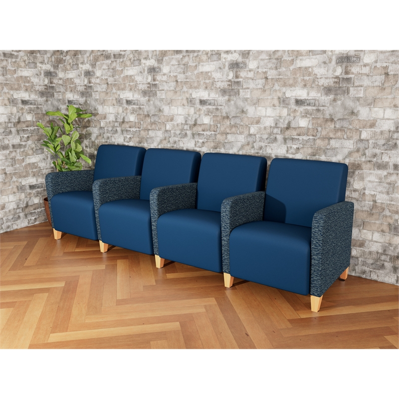 Lesro Ravenna Lounge Reception 4 Seat Tandem Seating in Blue
