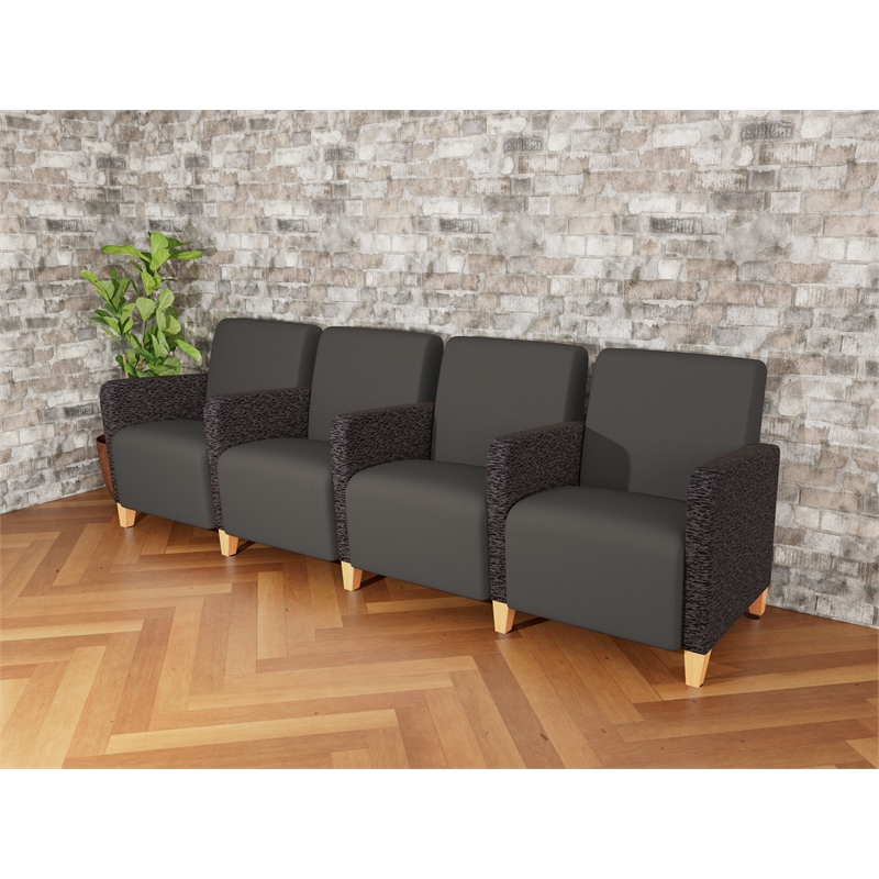 Lesro Ravenna Lounge Reception 4 Seat Tandem Seating in Gray