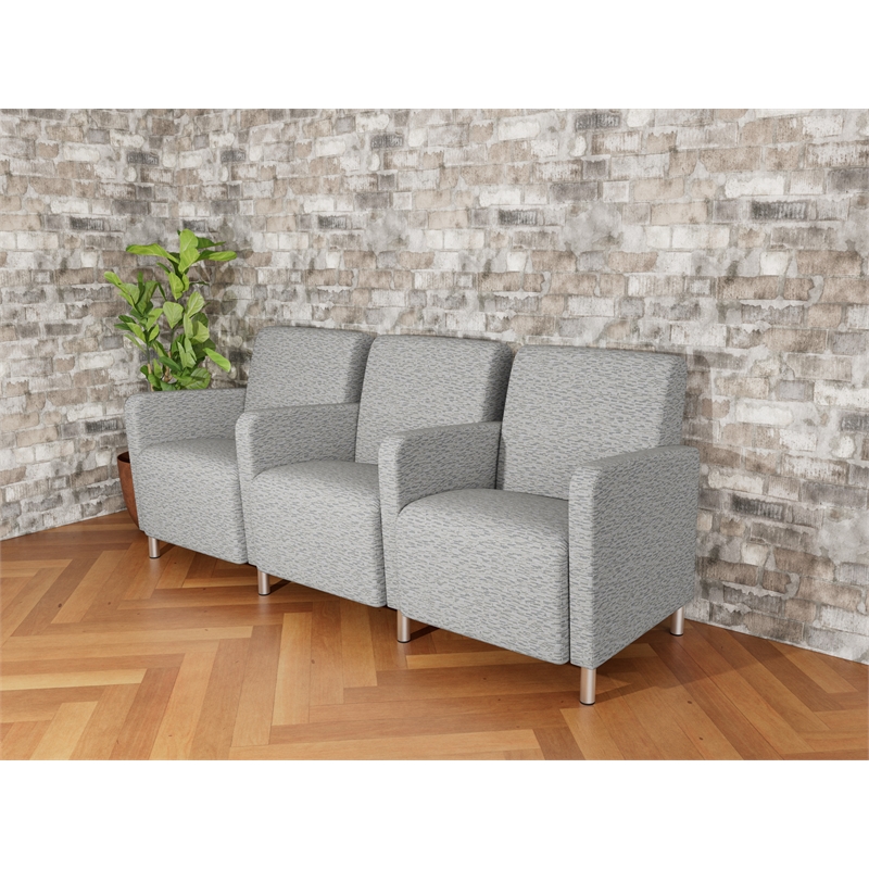 Lesro Ravenna Lounge Reception 3 Seat Tandem Seating in Gray
