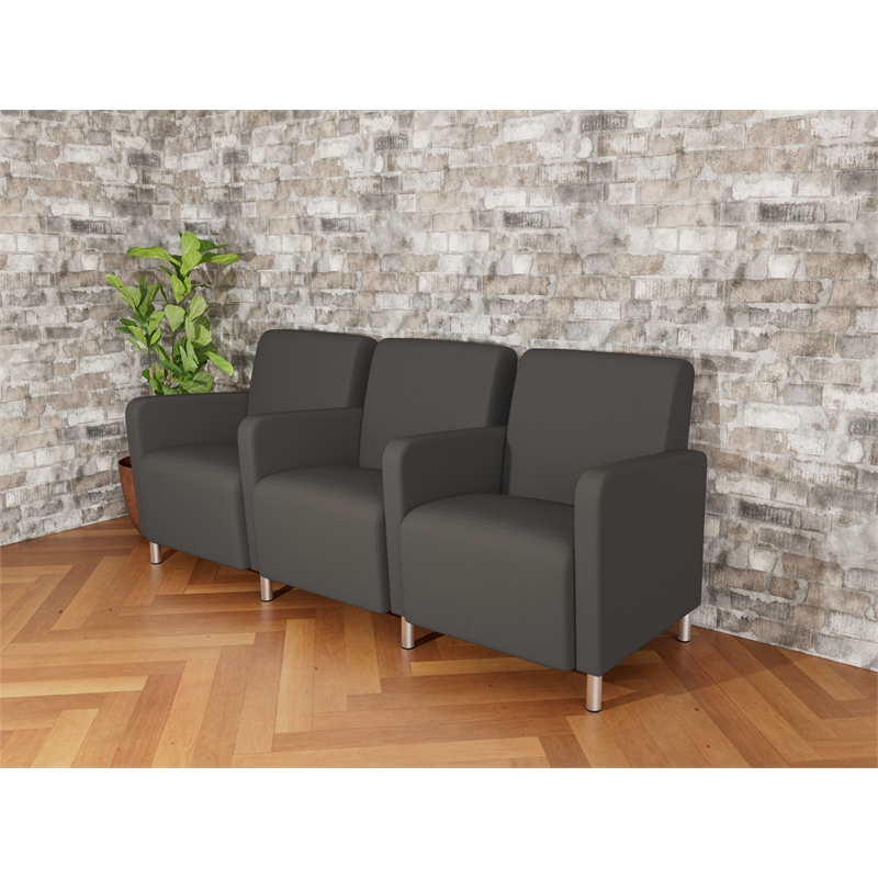 Lesro Ravenna Lounge Reception 3 Seat Tandem Seating in Gray