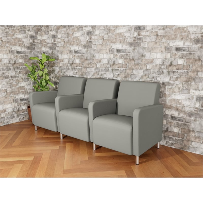 Lesro Ravenna Lounge Reception 3 Seat Tandem Seating in Gray