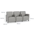 Lesro Ravenna Lounge Reception 3 Seat Tandem Seating in Brown