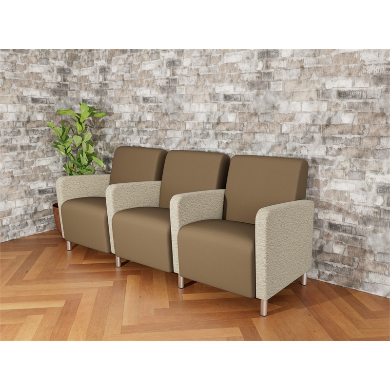 Lesro Ravenna Lounge Reception 3 Seat Tandem Seating in Brown