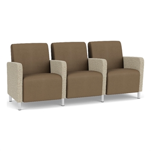 Lesro Ravenna Lounge Reception 3 Seat Tandem Seating in Brown