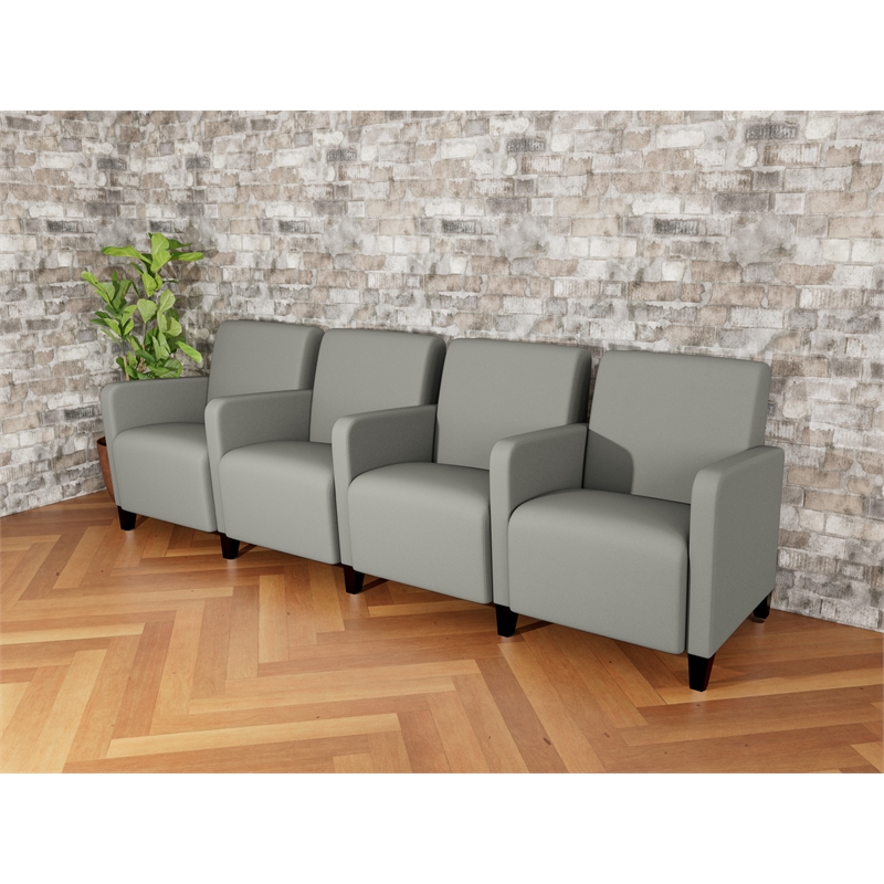 Lesro Ravenna Lounge Reception 4 Seat Tandem Seating in Gray