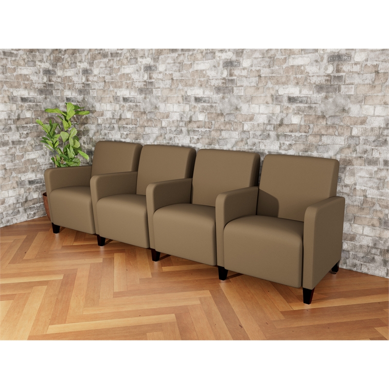 Lesro Ravenna Lounge Reception 4 Seat Tandem Seating in Brown