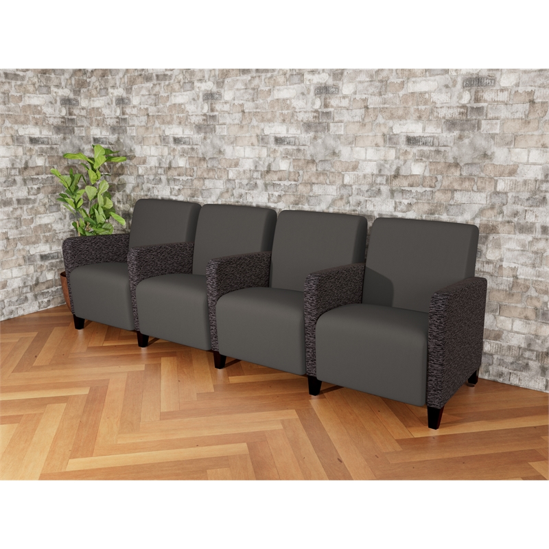 Lesro Ravenna Lounge Reception 4 Seat Tandem Seating in Gray